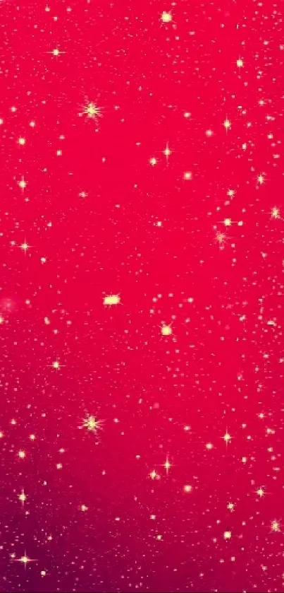 Red galaxy wallpaper with sparkling stars.