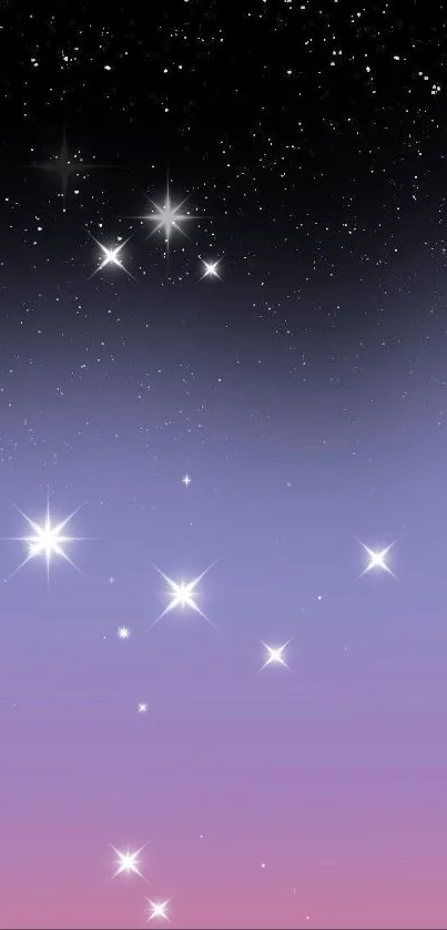 Starry sky gradient mobile wallpaper at dusk