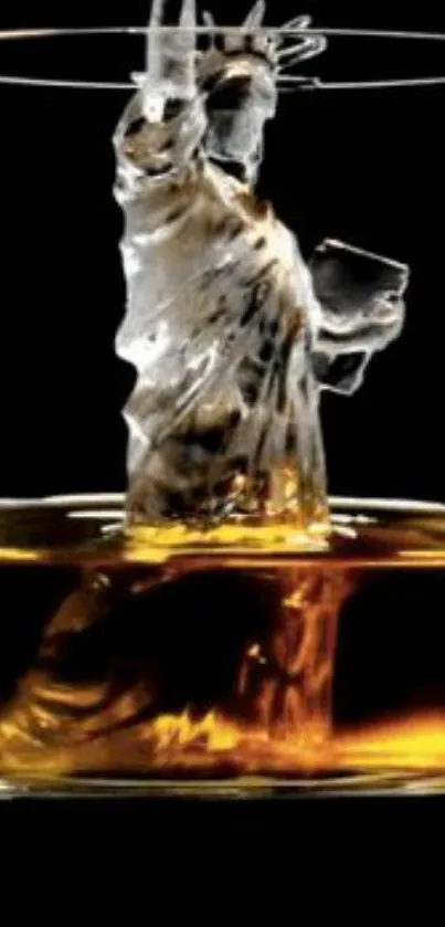 Ice Statue resembling Liberty in a whiskey glass wallpaper.