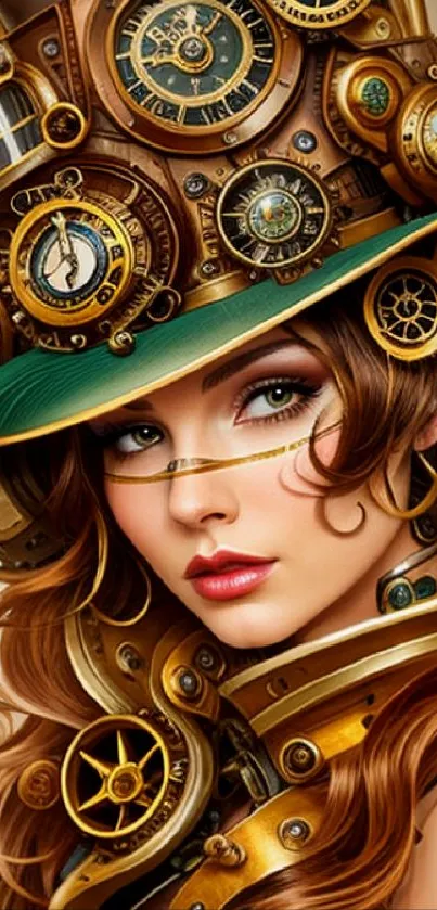 Steampunk fantasy art wallpaper featuring intricate gear and clockwork designs.