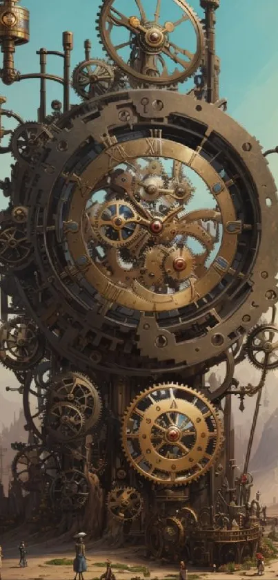 Intricate steampunk fantasy art with clockwork design.