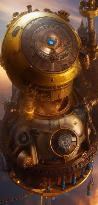 Steampunk fantasy wallpaper with metallic gears and futuristic design.