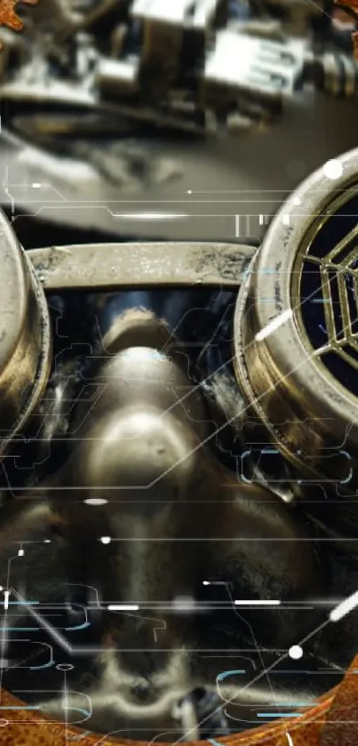 Steampunk themed mobile wallpaper with metallic details.