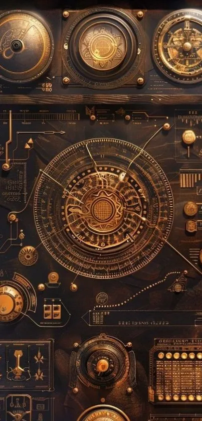 Steampunk themed design with golden gears and intricate details.