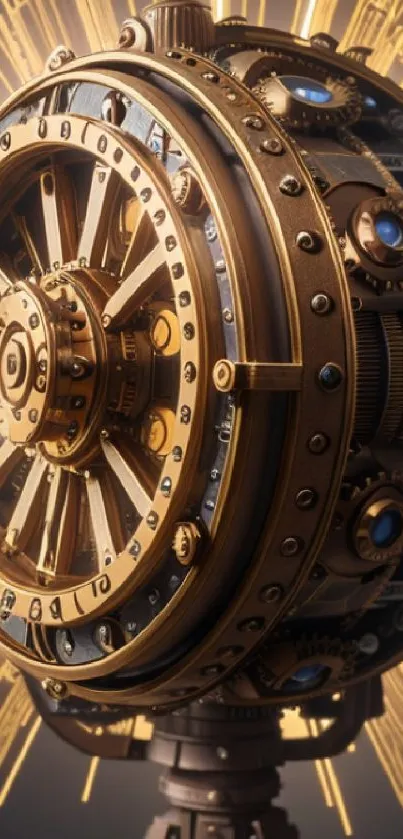 Steampunk gear design wallpaper with intricate metallic textures.