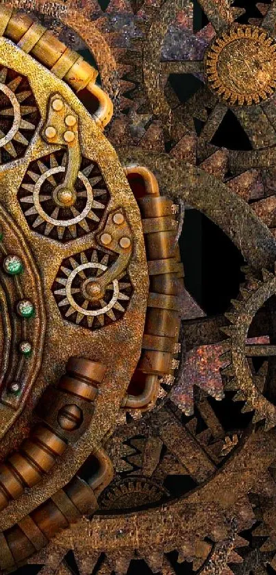 Intricate steampunk gear design with vintage clockwork elements.