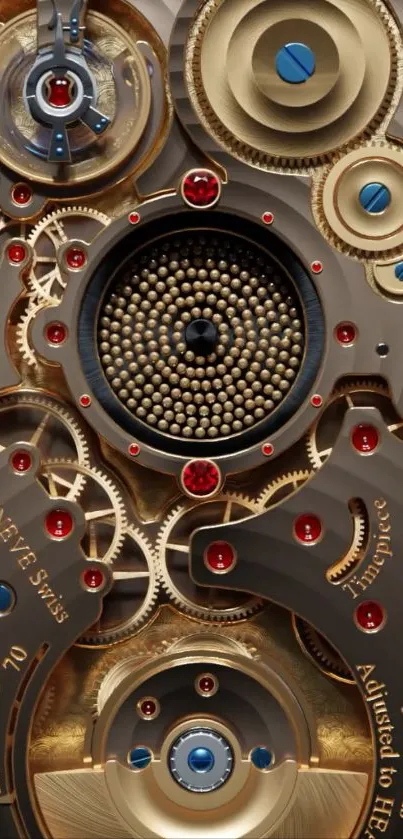 Intricate steampunk gear mechanism design with metallic and vintage elements.