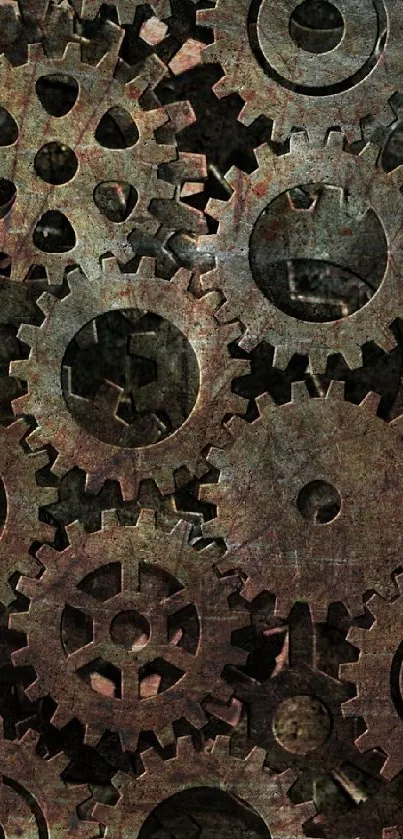 Steampunk gear pattern mobile wallpaper with vintage design.