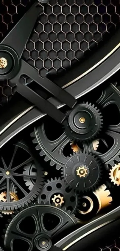 Steampunk gear design wallpaper with intricate details.