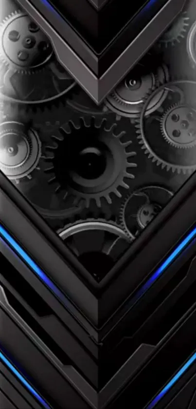 Steampunk gear design wallpaper with metallic and futuristic elements.
