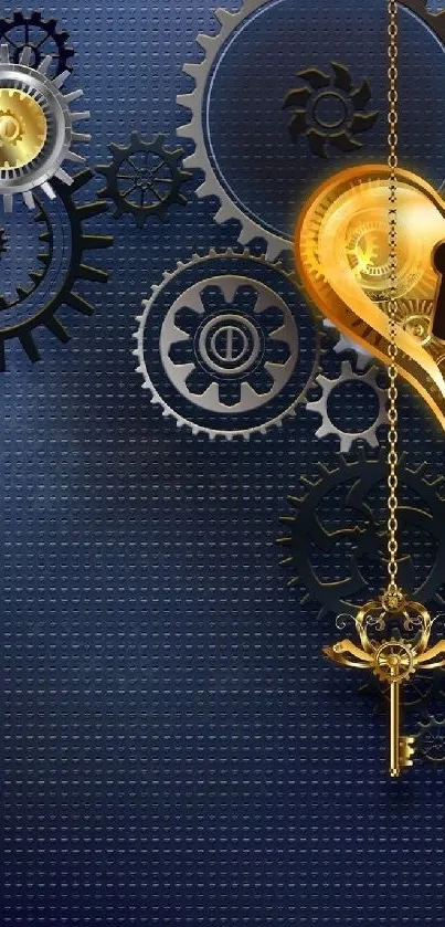 Steampunk heart lock with gears wallpaper.