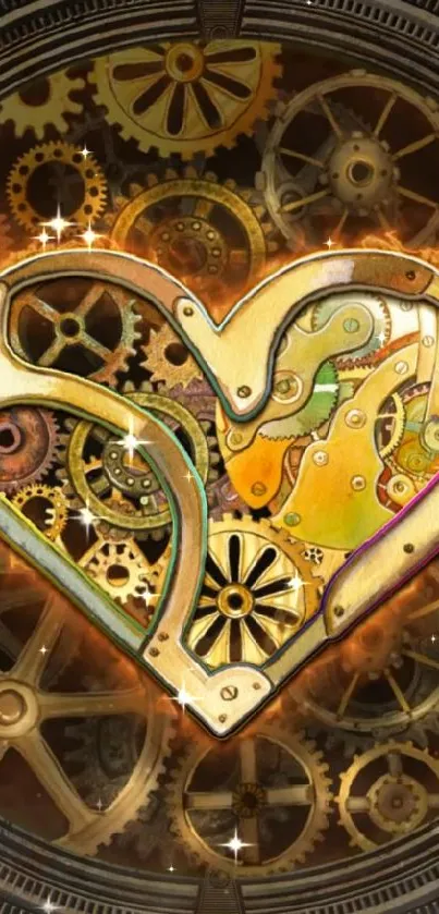 Steampunk heart gears with intricate design.