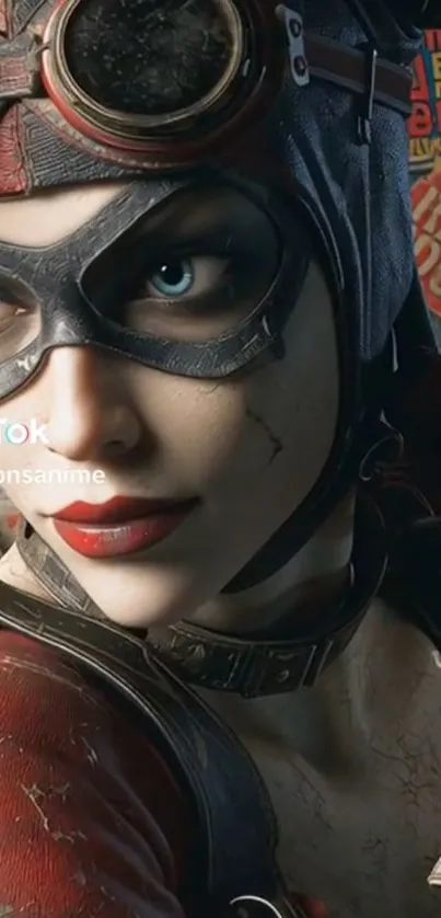 Steampunk heroine with mask, detailed art.