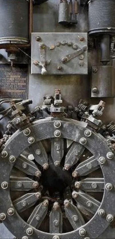 Steampunk industrial gear with vintage mechanical design.