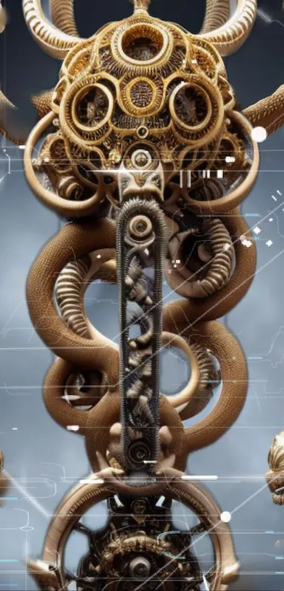 Steampunk mechanical art with intricate gears and futuristic design.