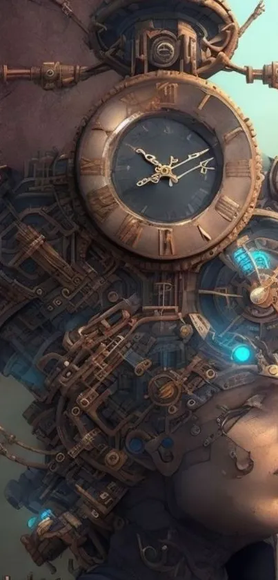 Steampunk-inspired artwork featuring intricate clockwork designs.