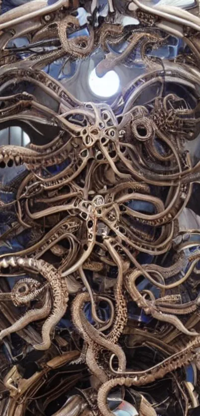 Steampunk octopus design with intricate details.