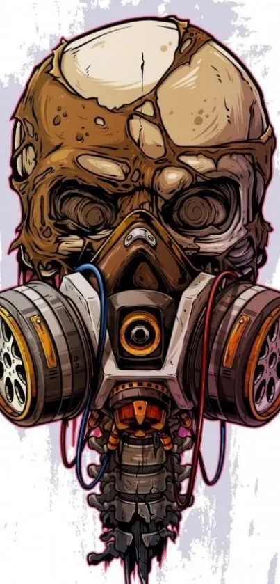 Steampunk skull with detailed gas mask artwork.