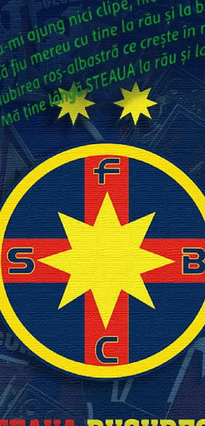 Steaua Bucharest emblem wallpaper with bold colors and star design.