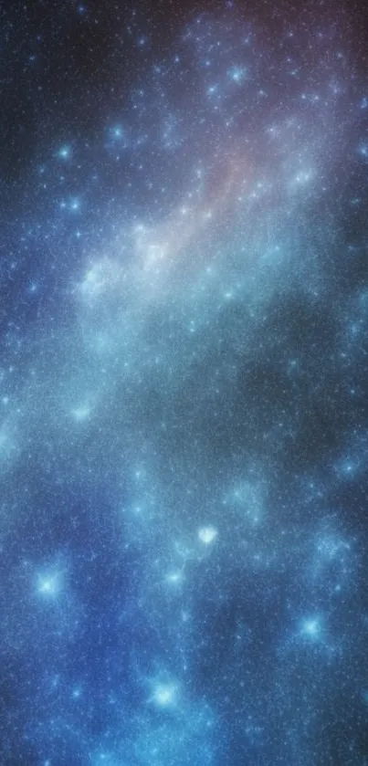 A stunning cosmic wallpaper showcasing a starry blue galaxy and nebula.