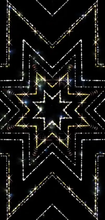 Geometric star pattern in black wallpaper.