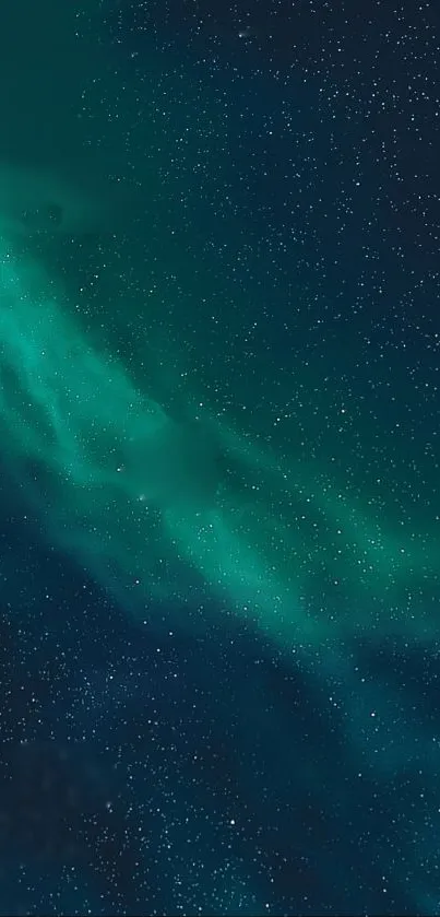 Green night sky filled with stars, perfect for phone wallpaper.