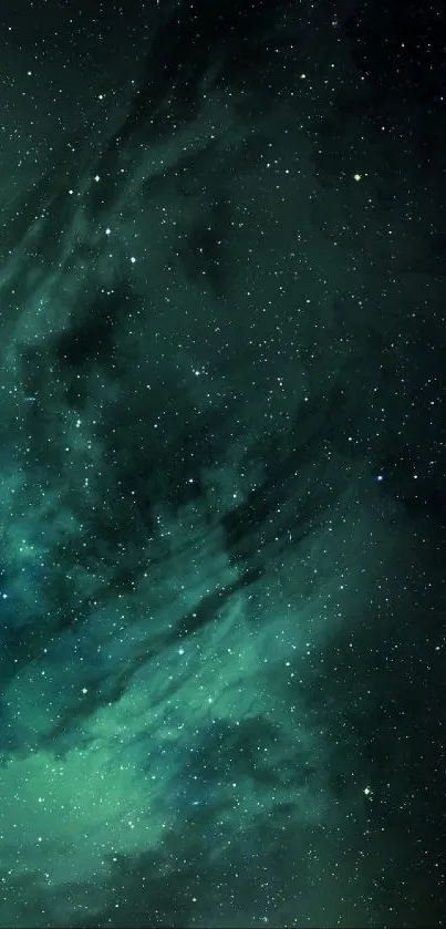 Dark green starry night sky wallpaper, galaxy view.