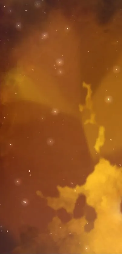 Vibrant orange galaxy with glowing stars and swirling nebulas.