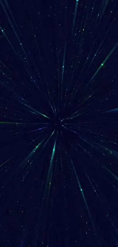 Stellar tunnel wallpaper with light streaks in deep navy sky.