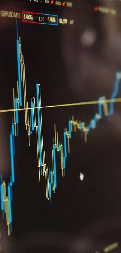 Mobile wallpaper with stock market chart showing dynamic line graphs.