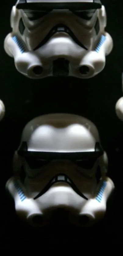 Stormtrooper helmets pattern in dark wallpaper.