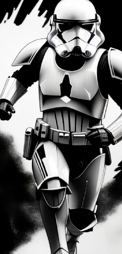 Monochrome stormtrooper mobile wallpaper in black and white.