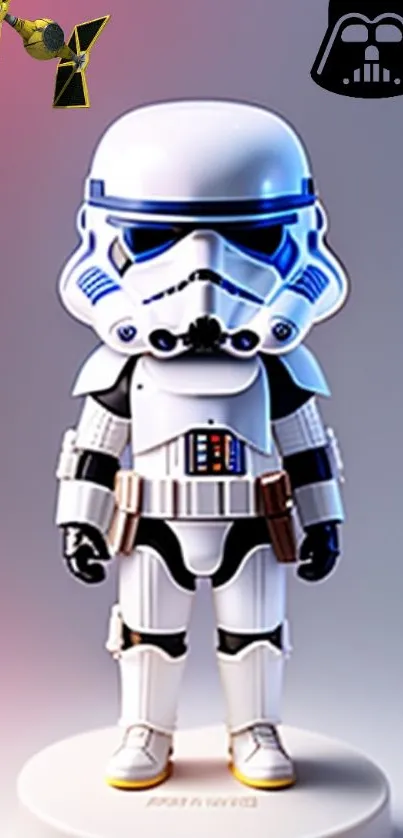 Stormtrooper inspired sci-fi mobile wallpaper in bright colors.