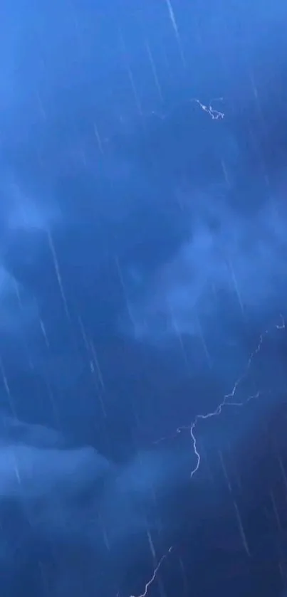 Dynamic blue sky with storm clouds and lightning wallpaper.