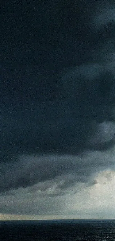 Stormy ocean with dark, brooding clouds.