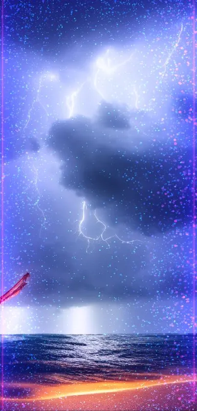 Mobile wallpaper of a ship on a stormy sea with lightning.