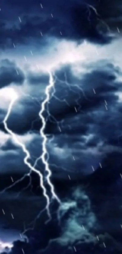 Stormy sky with vivid lightning bolts and dark clouds.