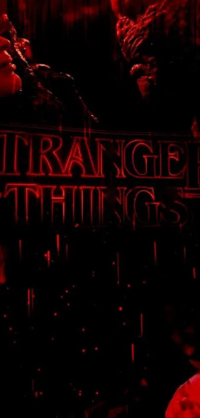 Stranger Things wallpaper in dark red hues featuring dramatic series elements.