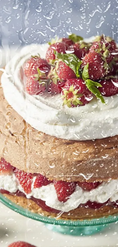 Delicious strawberry shortcake with whipped cream and fresh strawberries.