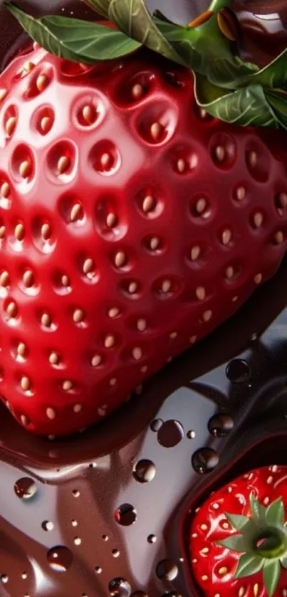 Ripe strawberries covered in luscious chocolate.