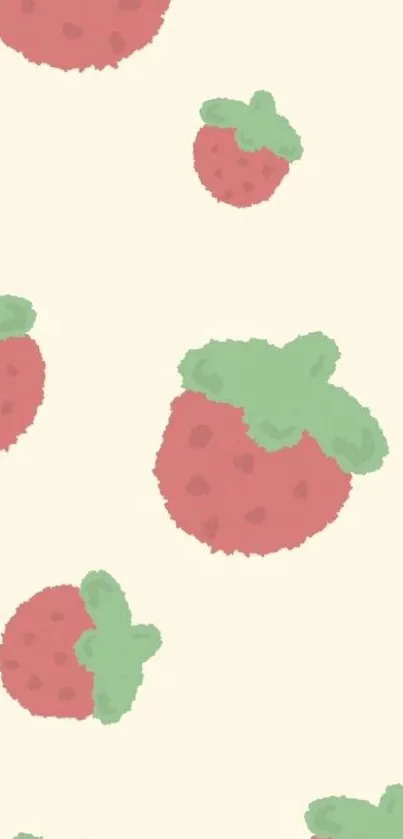 Cute strawberry pattern wallpaper with pastel tones.