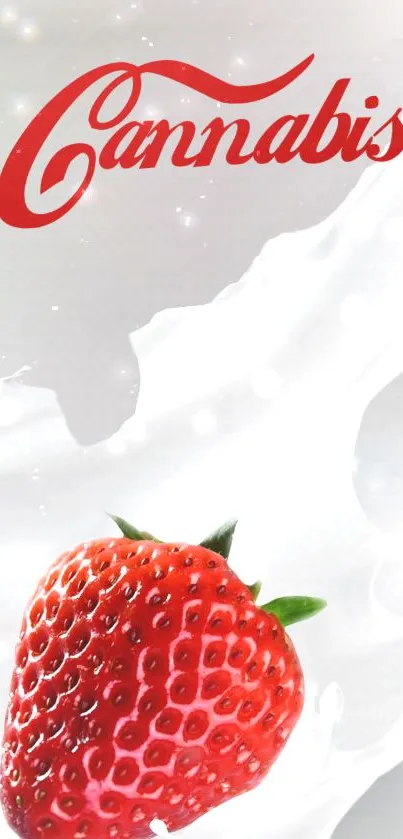 Vibrant red strawberry in a white splash.