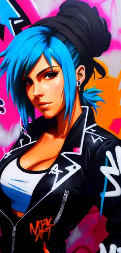 Graffiti style art with vibrant colors and urban character.