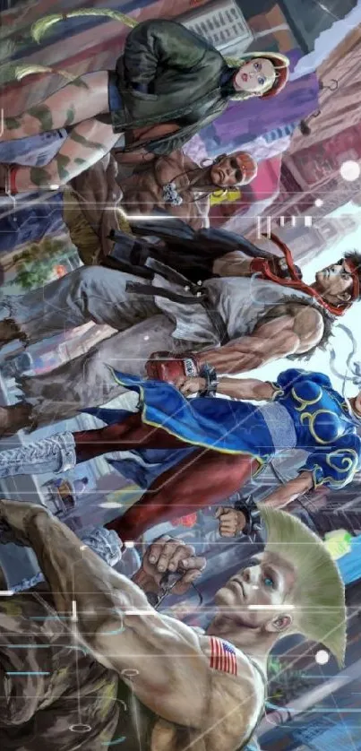 Street Fighter characters in urban setting wallpaper.