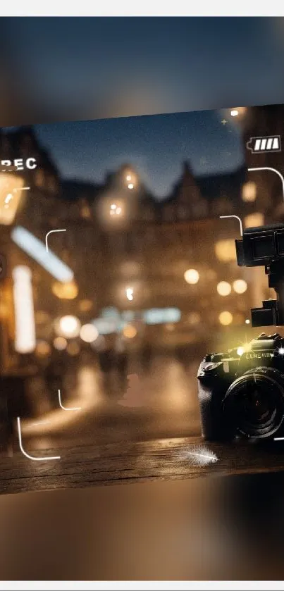 Street night photography with bokeh and camera focus.