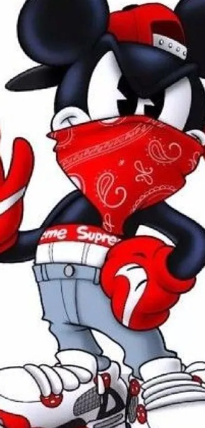 Cool cartoon character with red bandana in urban street style.