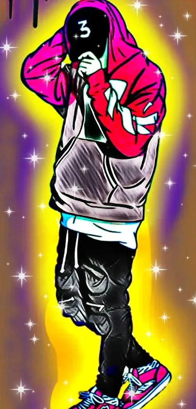 Graffiti style artwork with vibrant colors and street art elements on mobile wallpaper.