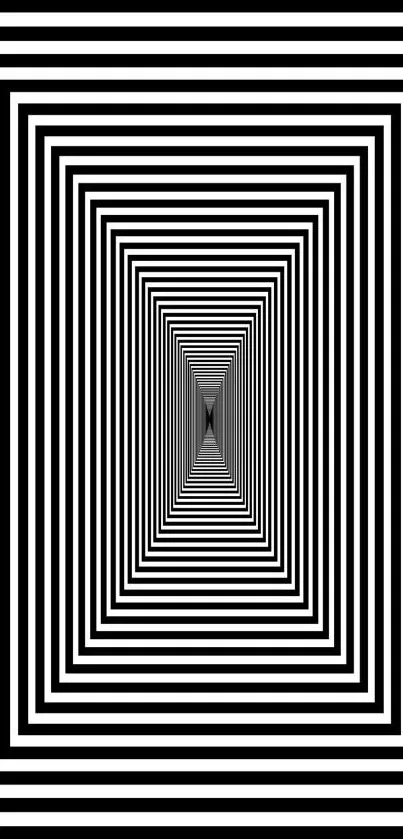 Striking black and white geometric optical illusion wallpaper.