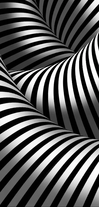 Striking black and white curved stripes wallpaper.