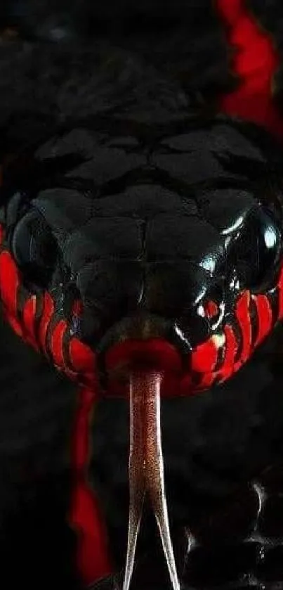 Black snake with red accents on a dark background.